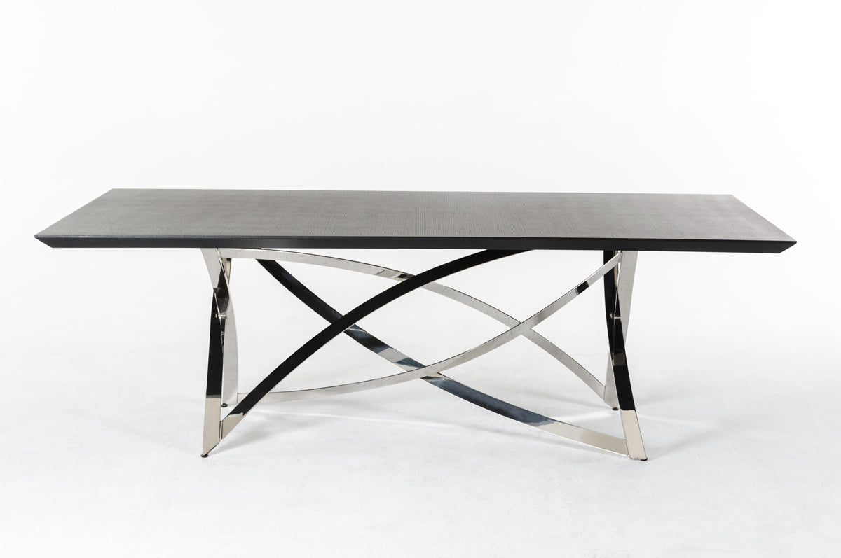30" Wenge Veneer And Stainless Steel Dining Table By Homeroots | Dining Tables | Modishstore - 3
