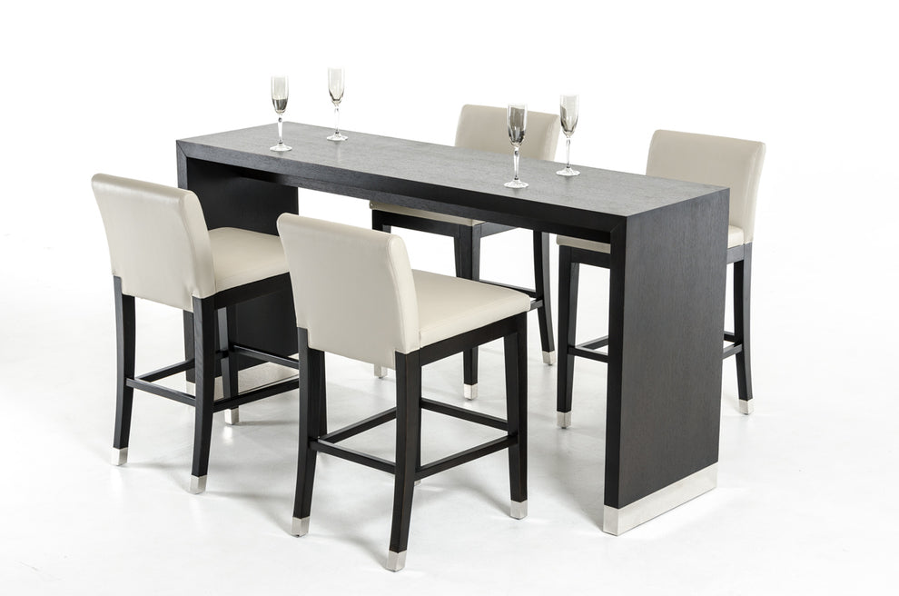 35' Wenge Veneer and Stainless Steel Bar Table By Homeroots | Bar Tables | Modishstore - 4