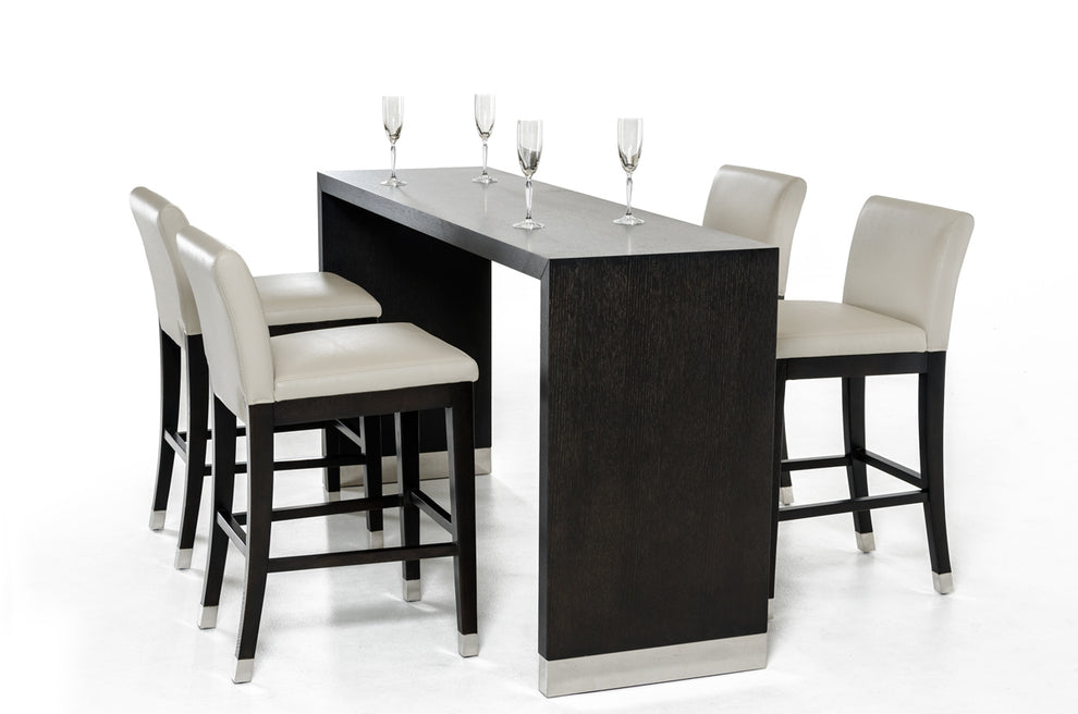 35' Wenge Veneer and Stainless Steel Bar Table By Homeroots | Bar Tables | Modishstore - 5