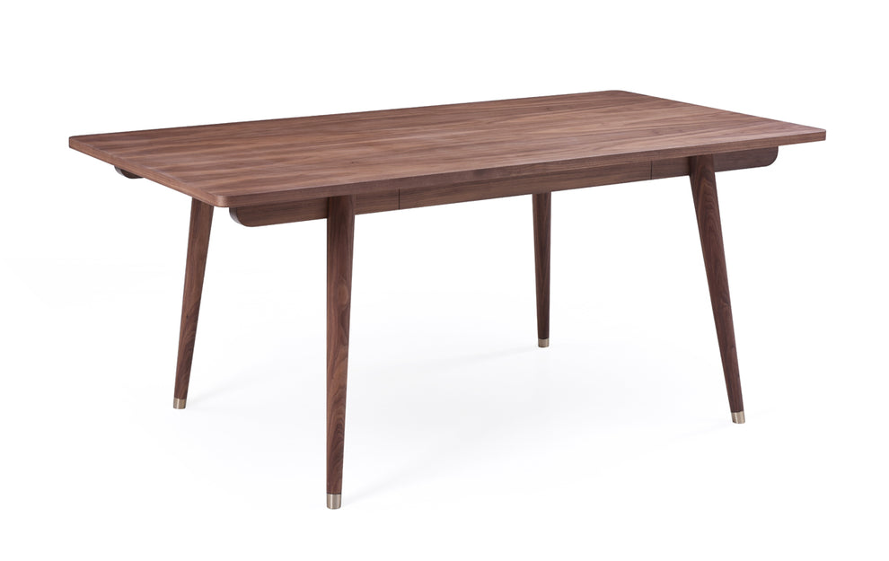 30' Walnut Veneer And Antique Brass Dining Table By Homeroots | Dining Tables | Modishstore - 2