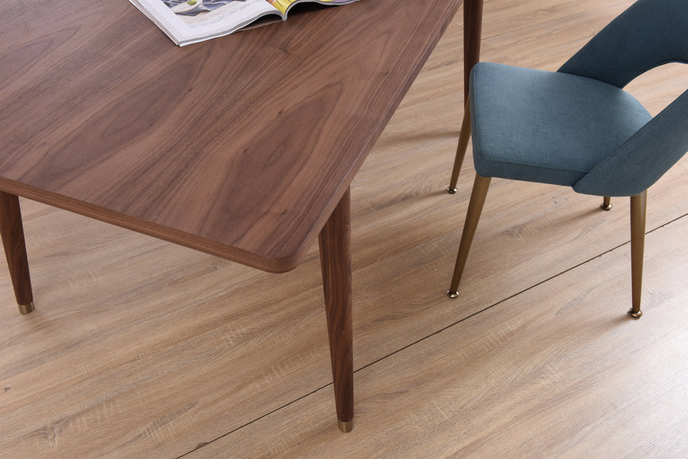 30' Walnut Veneer And Antique Brass Dining Table By Homeroots | Dining Tables | Modishstore - 3