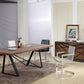 30' Walnut Veneer And Grey Stainless Steel Dining Table By Homeroots | Dining Tables | Modishstore