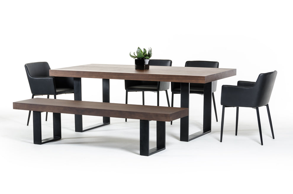 30' Walnut Veneer And Stainless Steel Dining Table By Homeroots | Dining Tables | Modishstore - 3