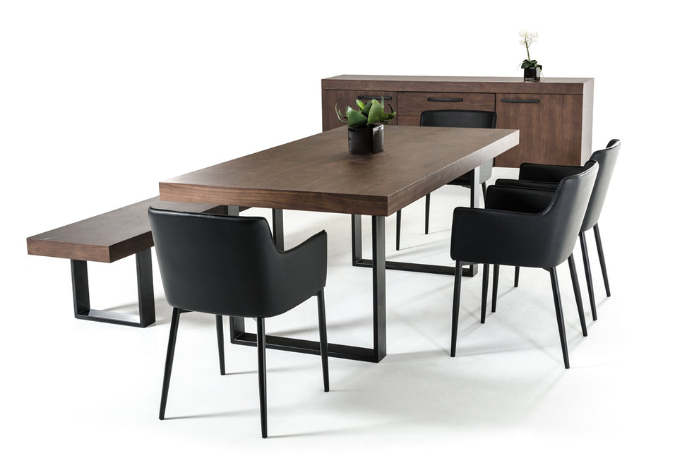 30' Walnut Veneer And Stainless Steel Dining Table By Homeroots | Dining Tables | Modishstore - 5