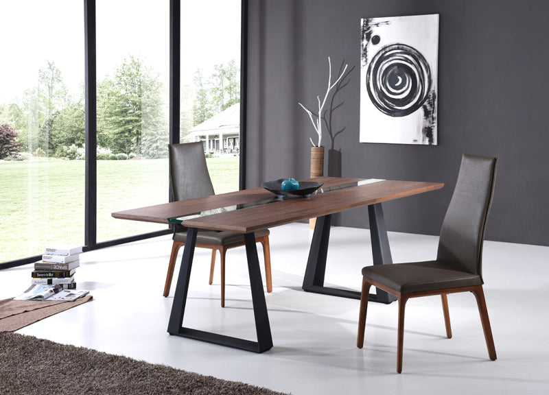 30' Walnut Veneer Glass And Metal By Homeroots | Bar Stools & Table | Modishstore - 2