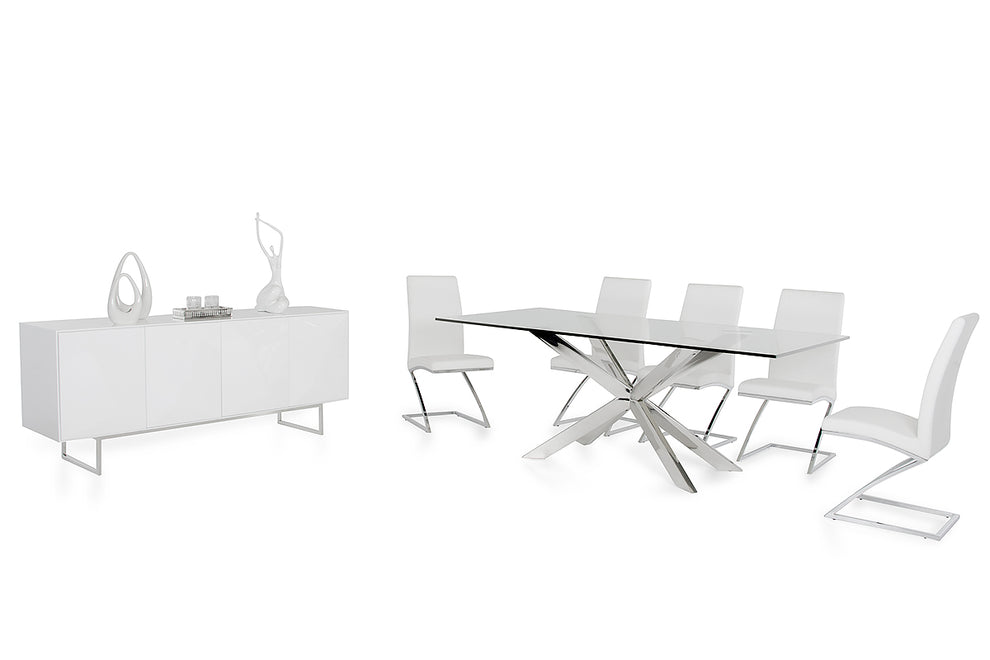 30' Stainless Steel And Clear Glass Dining Table By Homeroots | Dining Tables | Modishstore - 3
