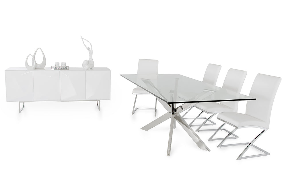 30' Stainless Steel And Clear Glass Dining Table By Homeroots | Dining Tables | Modishstore - 4