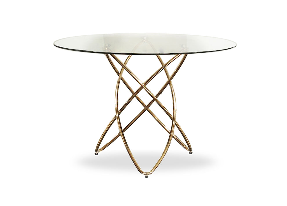 30' Rosegold Stainless Steel And Glass Dining Table By Homeroots | Dining Tables | Modishstore - 2