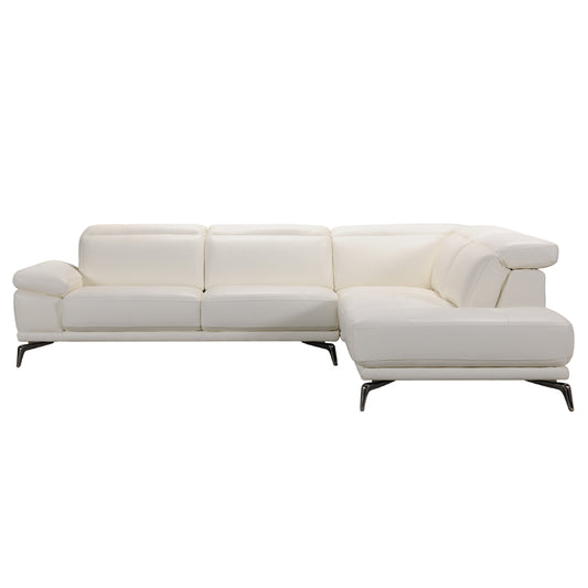 29' White Leather and Wood Sectional Sofa By Homeroots | Sectional | Modishstore