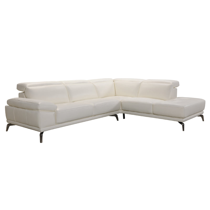29' White Leather and Wood Sectional Sofa By Homeroots | Sectional | Modishstore - 2