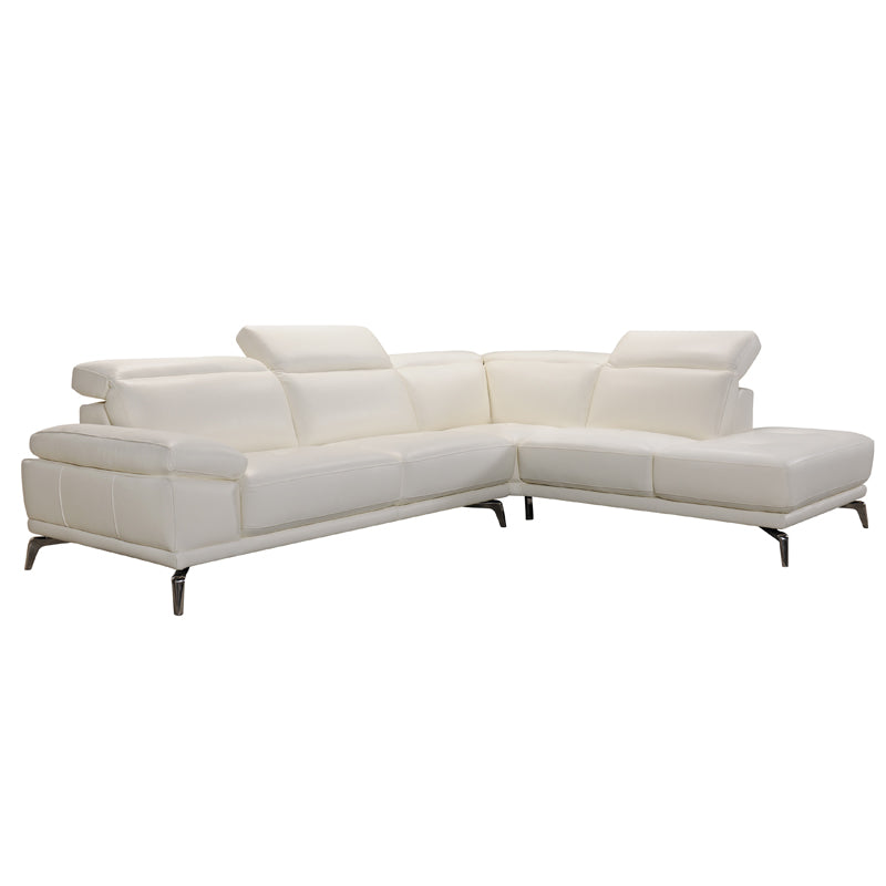 29' White Leather and Wood Sectional Sofa By Homeroots | Sectional | Modishstore - 3