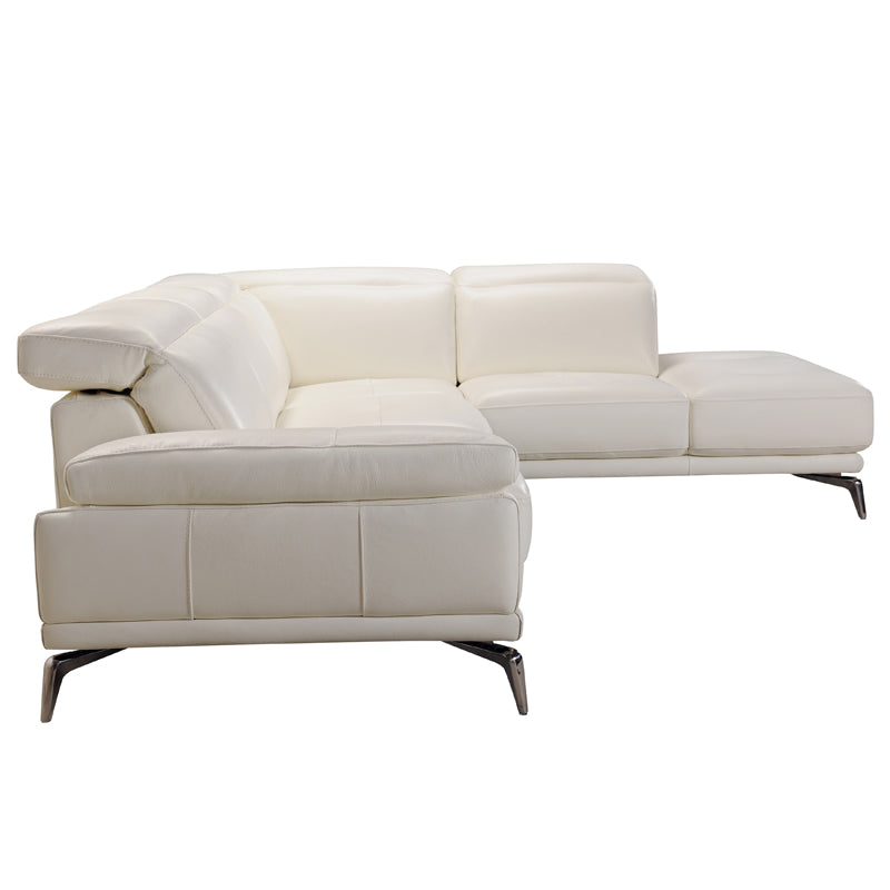 29' White Leather and Wood Sectional Sofa By Homeroots | Sectional | Modishstore - 4