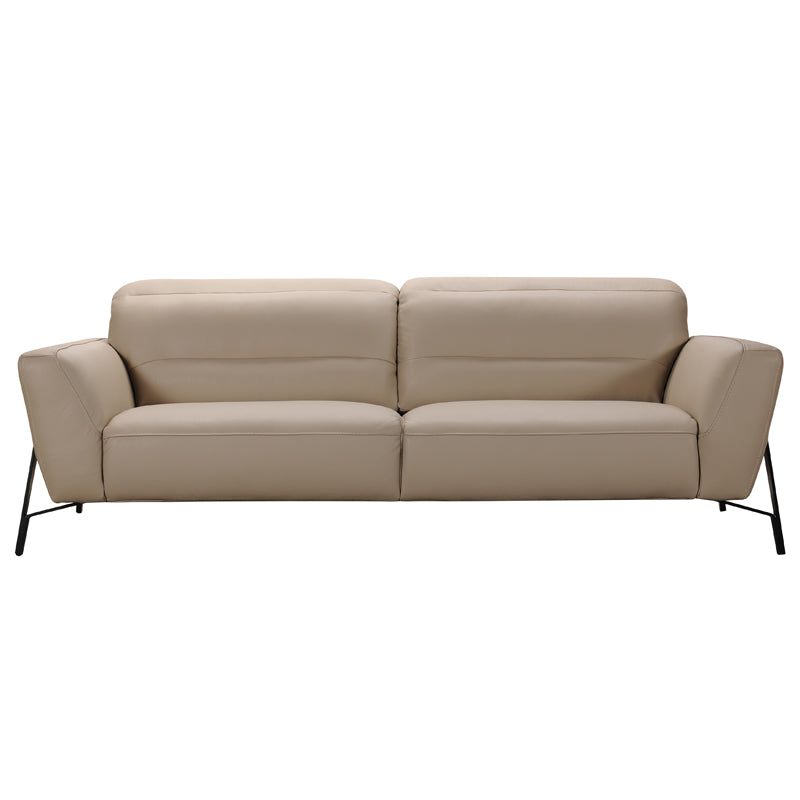 30' Taupe Leather Iron and Wood Sofa and Chair Set By Homeroots | Sofa Set | Modishstore - 2