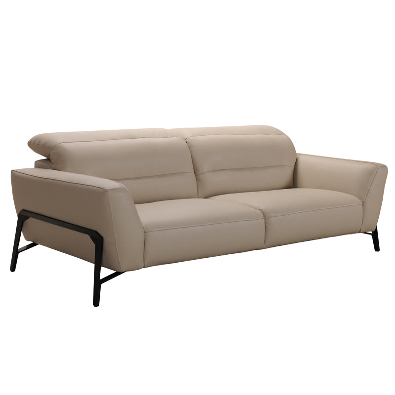 30' Taupe Leather Iron and Wood Sofa and Chair Set By Homeroots | Sofa Set | Modishstore - 3