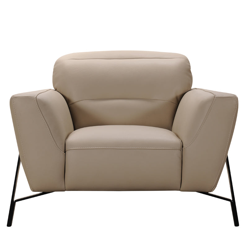30' Taupe Leather Iron and Wood Sofa and Chair Set By Homeroots | Sofa Set | Modishstore - 5