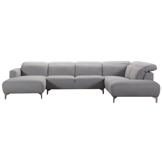 30' Grey Fabric and Iron Sectional Sofa with a Wood Frame By Homeroots | Sofa Set | Modishstore