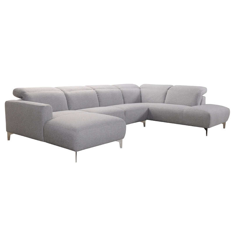 30' Grey Fabric and Iron Sectional Sofa with a Wood Frame By Homeroots | Sofa Set | Modishstore - 2
