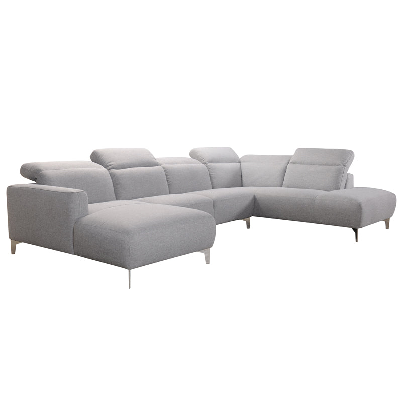30' Grey Fabric and Iron Sectional Sofa with a Wood Frame By Homeroots | Sofa Set | Modishstore - 3