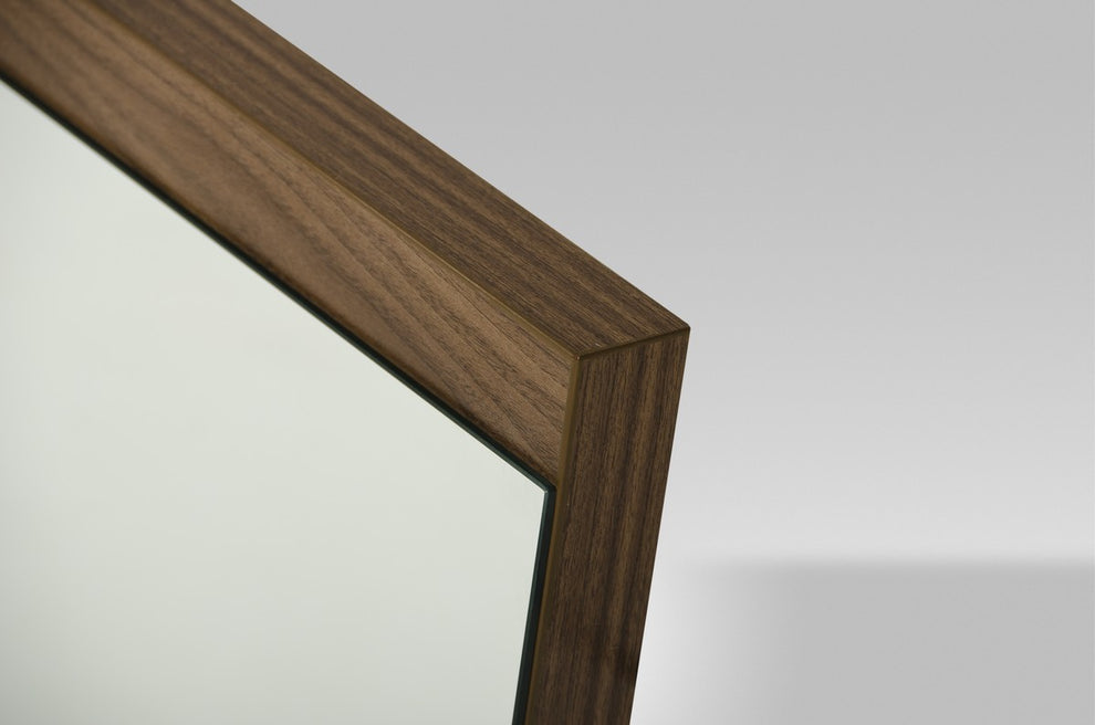 24" Walnut Veneer and Glass Mirror By Homeroots | Mirrors | Modishstore - 2