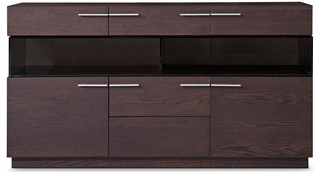 32' Brown Veneer And Glass Buffet By Homeroots | Sideboards | Modishstore - 3