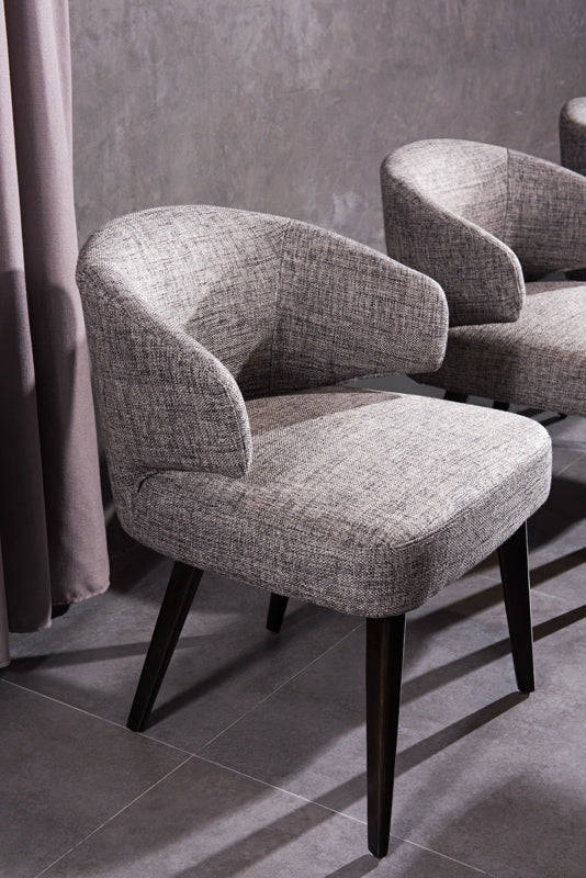 31' Grey Fabric Dining Chair With Wood Legs By Homeroots | Dining Chairs | Modishstore - 2