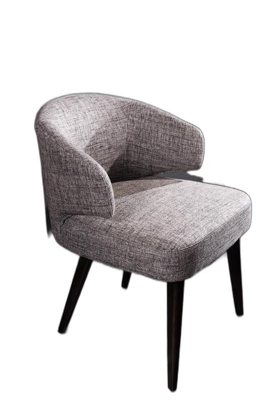 31' Grey Fabric Dining Chair With Wood Legs By Homeroots | Dining Chairs | Modishstore - 3