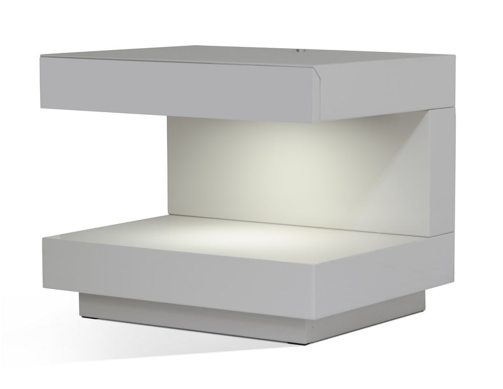 16' White Glossy Veneer Nightstand By Homeroots | Nightstands | Modishstore - 3