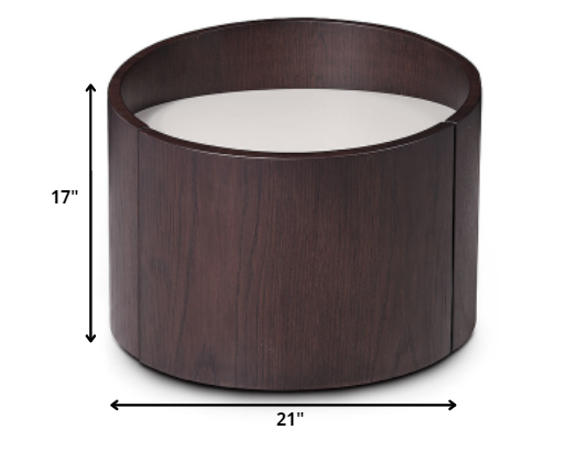 21" Round Modern Brown Oak Finish End Table By Homeroots | End Tables | Modishstore - 2