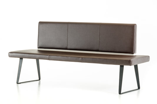 35' Brown Leatherette and Metal Dining Bench By Homeroots | Benches | Modishstore