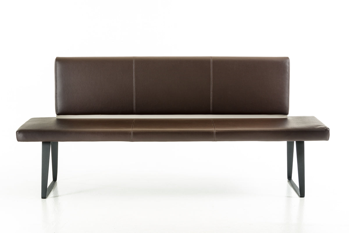 35' Brown Leatherette and Metal Dining Bench By Homeroots | Benches | Modishstore - 2
