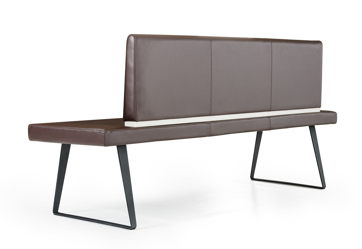 35' Brown Leatherette and Metal Dining Bench By Homeroots | Benches | Modishstore - 5