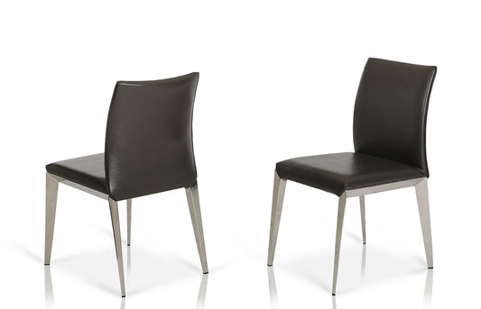 Two 36' Dark Grey Leatherette And Metal Dining Chair By Homeroots | Dining Chairs | Modishstore
