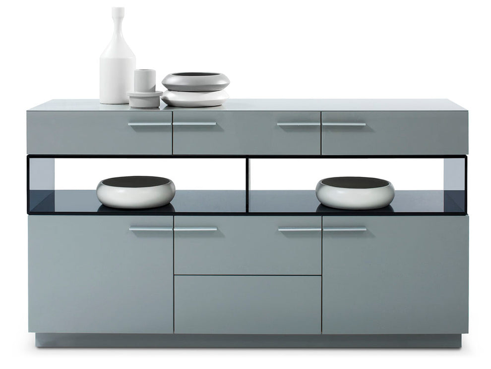 33' Grey High Gloss Glass Buffet By Homeroots | Sideboards | Modishstore - 3