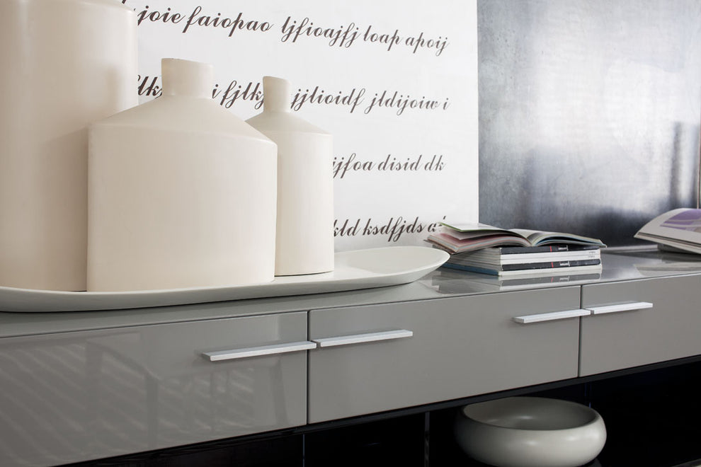 33' Grey High Gloss Glass Buffet By Homeroots | Sideboards | Modishstore - 5