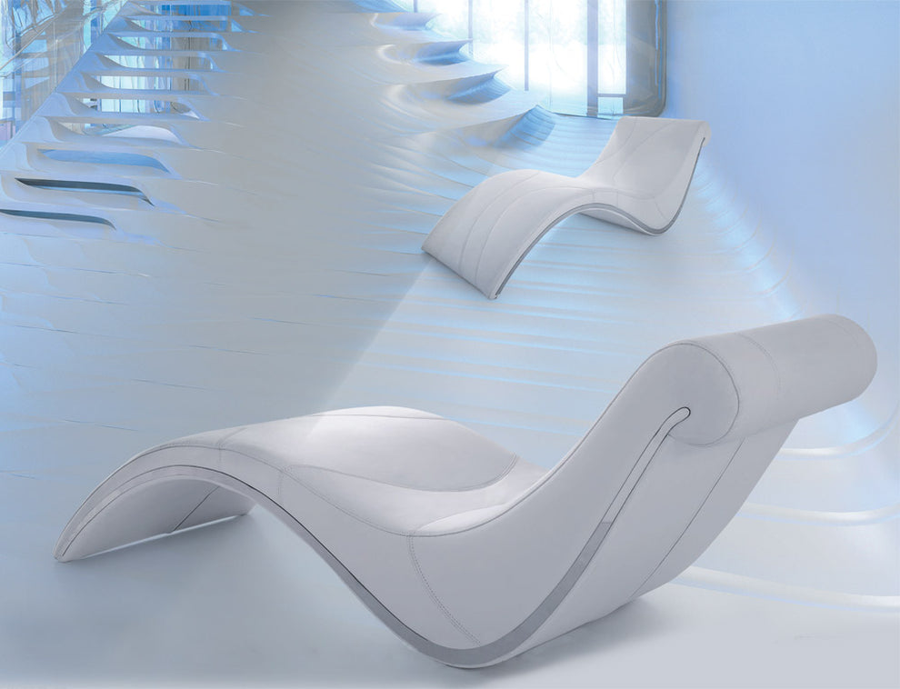 21' White Faux Leather Leisure Lounge with a Metal Frame By Homeroots | Lounge Chairs | Modishstore - 3