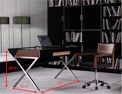 29.5 Veneer and Stainless Steel Office Desk By Homeroots | Desks | Modishstore - 2