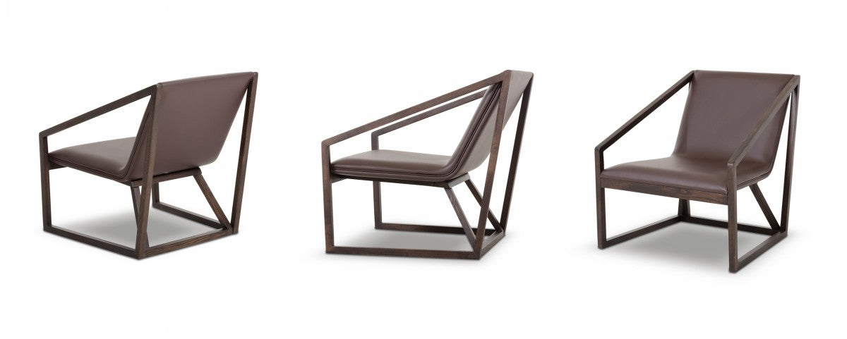 29' Brown Eco Leather Lounge Chair By Homeroots | Accent Chairs | Modishstore - 3