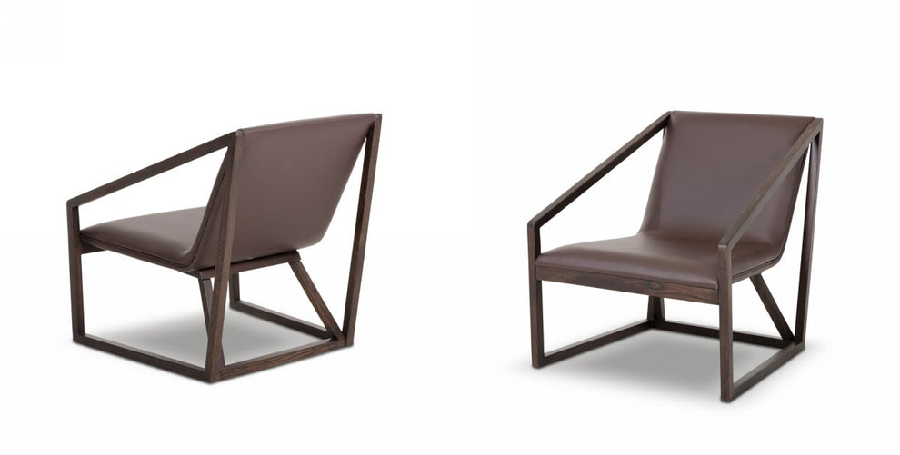 29' Brown Eco Leather Lounge Chair By Homeroots | Accent Chairs | Modishstore - 4