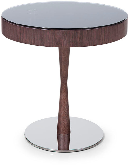 22' Brown Oak Veneer Round End Table By Homeroots | End Tables | Modishstore