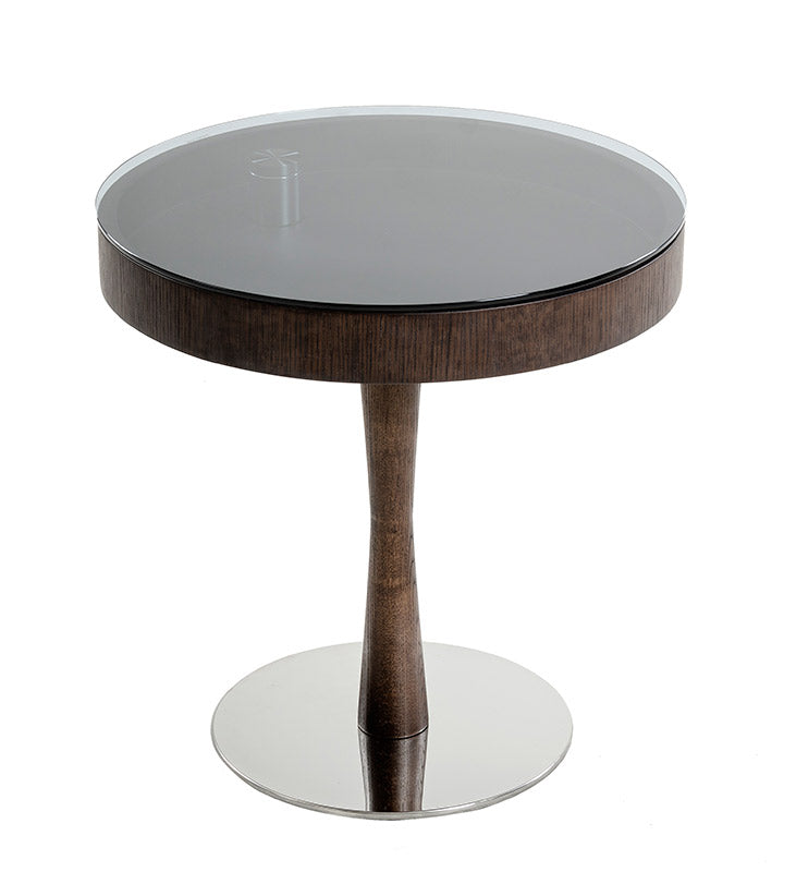 22' Brown Oak Veneer Round End Table By Homeroots | End Tables | Modishstore - 2