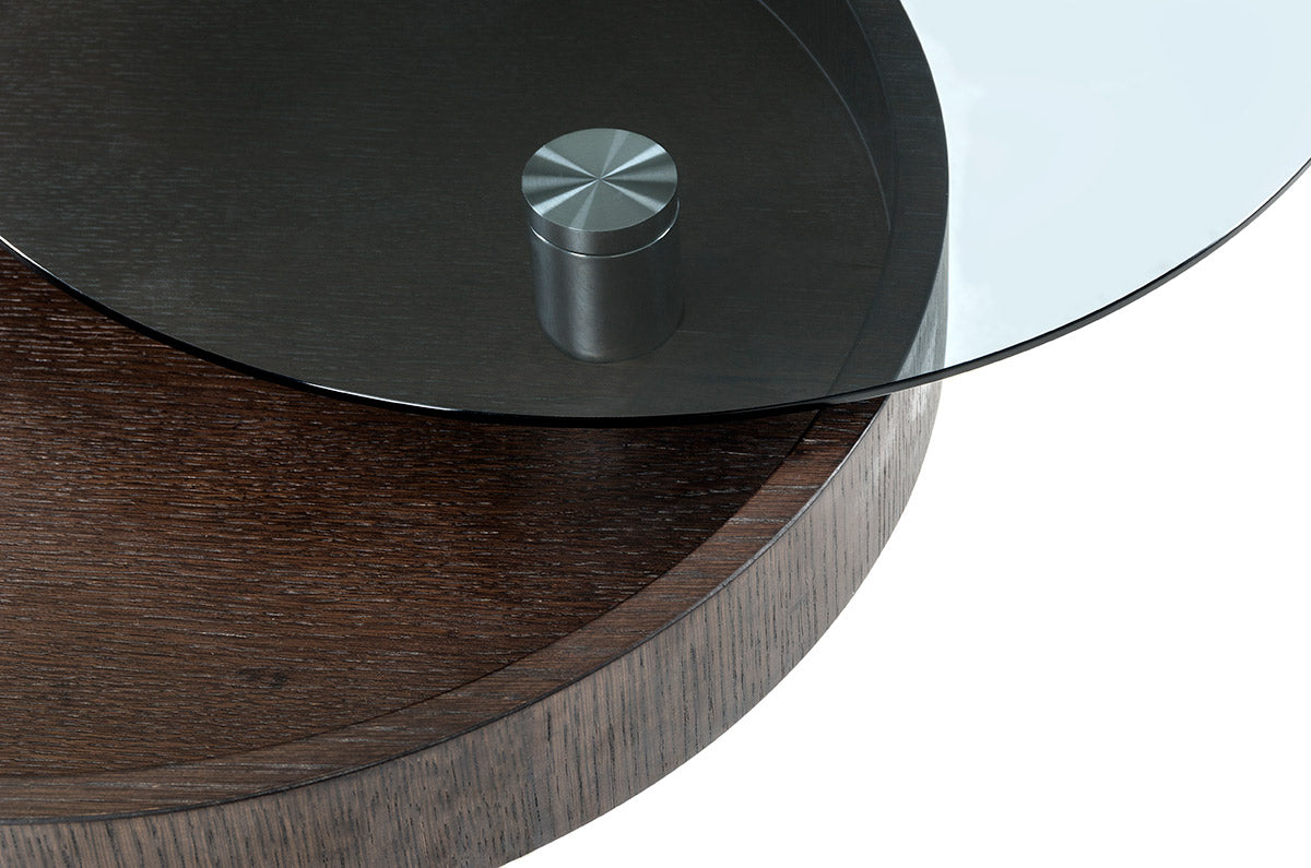 22' Brown Oak Veneer Round End Table By Homeroots | End Tables | Modishstore - 3