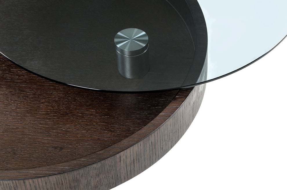 22' Brown Oak Veneer Round End Table By Homeroots | End Tables | Modishstore - 3