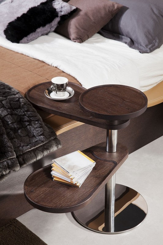 24' Brown Oak Veneer and Stainless Steel End Table By Homeroots | End Tables | Modishstore