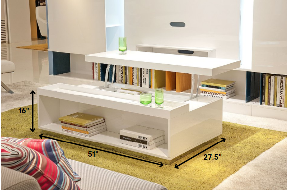 16' White Coffee Table By Homeroots | Coffee Tables | Modishstore - 2