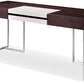 30 Brown Oak and Grey Veneer MDF Glass and Stainless Steel Desk By Homeroots | Desks | Modishstore - 2