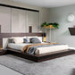 34" Brown Oak And Grey Veneer Platfrom Queen Bed With Lights By Homeroots | Beds | Modishstore