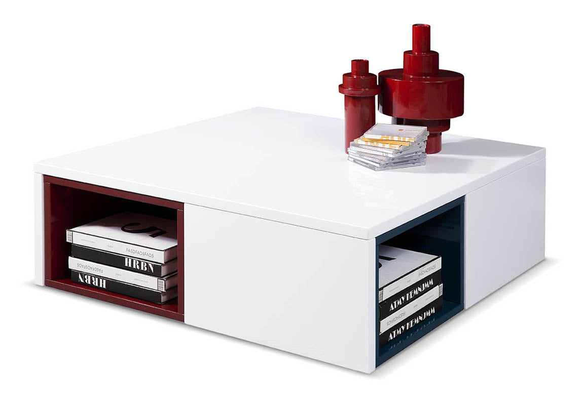 12' White Coffee Table with Colored Stools By Homeroots | Coffee Tables | Modishstore - 4