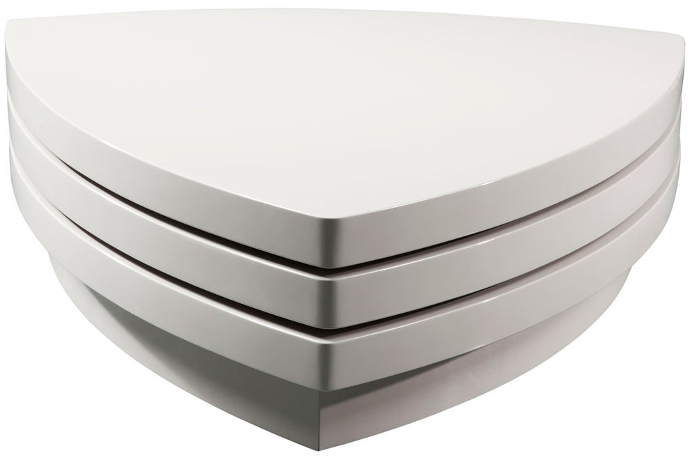 12' White Fiberglass Tiered Coffee Table By Homeroots | Coffee Tables | Modishstore - 2
