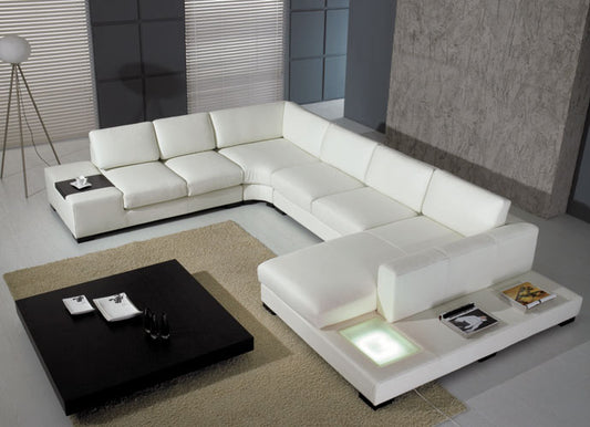 30' White Bonded Leather Sectional Sofa By Homeroots | Sectional | Modishstore