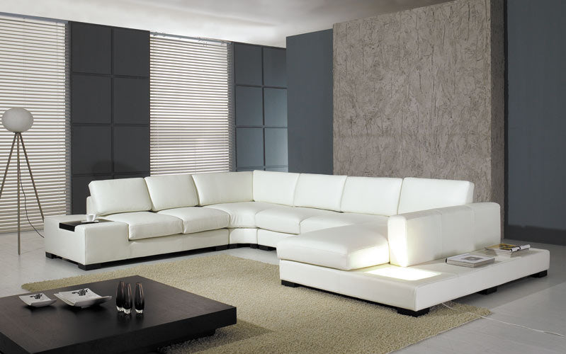 30' White Bonded Leather Sectional Sofa By Homeroots | Sectional | Modishstore - 2